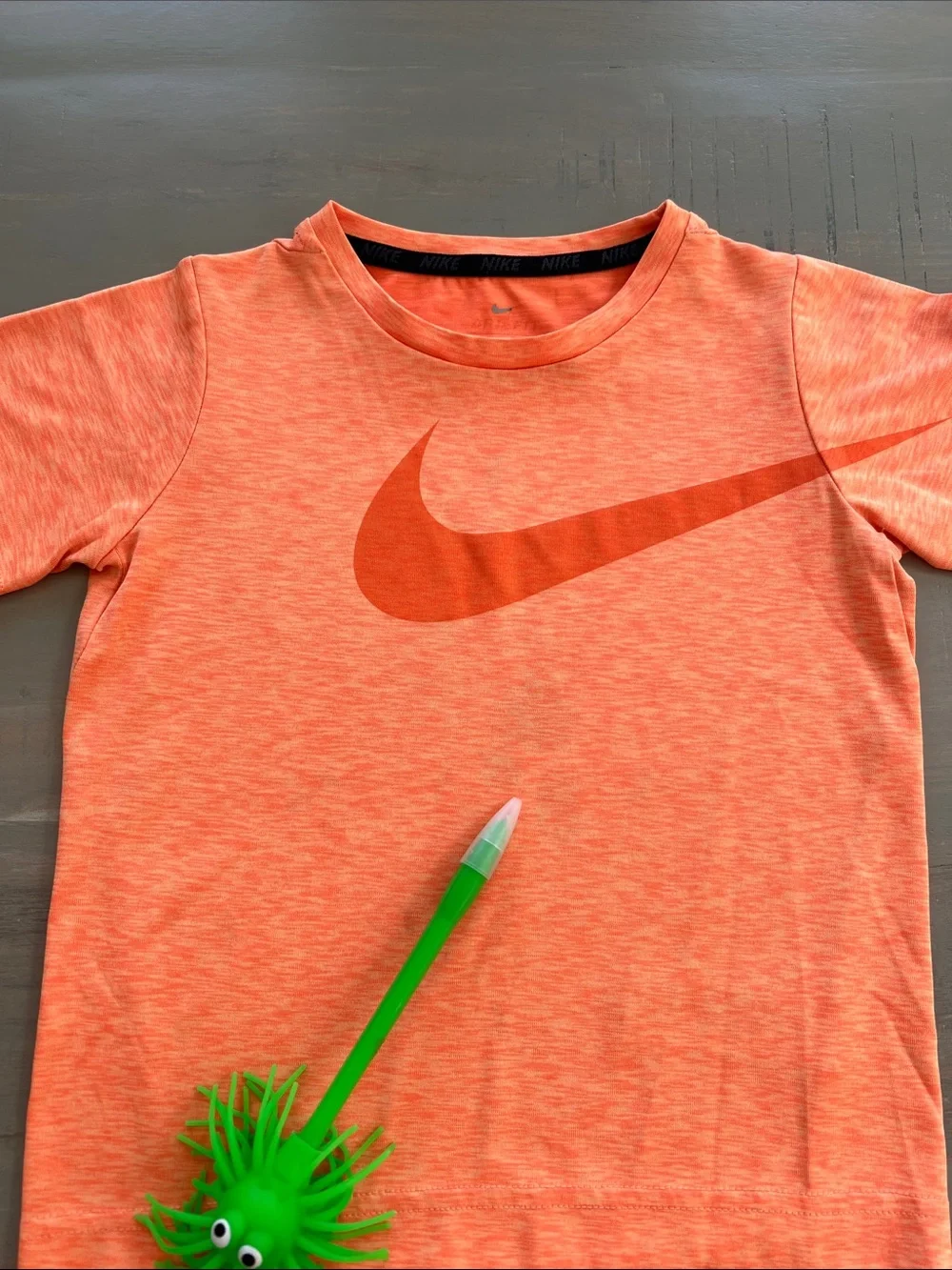 4T Nike Kids Orange Short Sleeve Tee with Swoosh. Dri-Fit. **STAINS**
